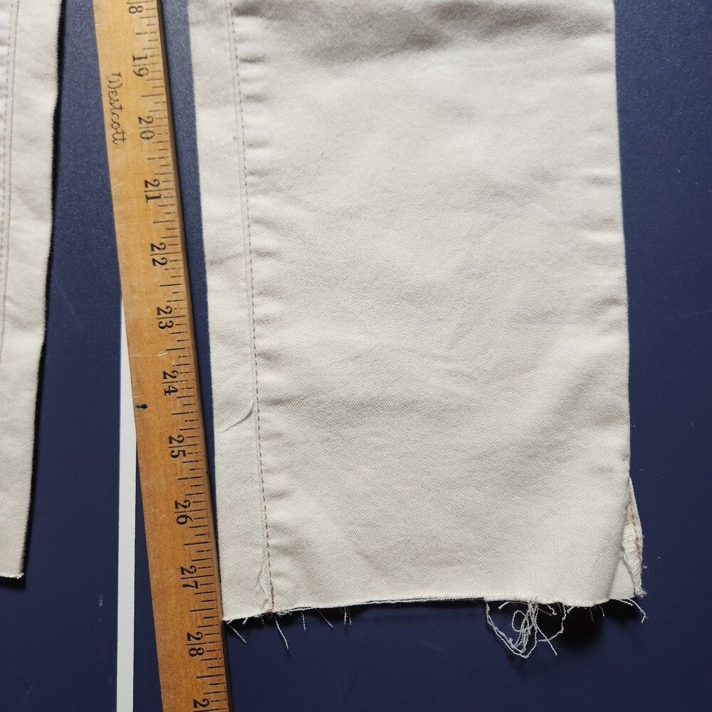 Democracy Womens 6 Ab Solution Straight Leg Frayed Hem Jeans Ivory 31x28 - Picture 9 of 9